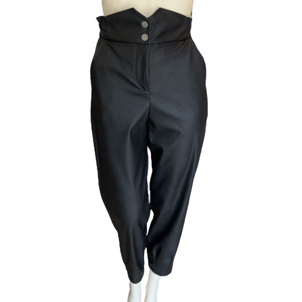 We Coss high waisted leather pants black