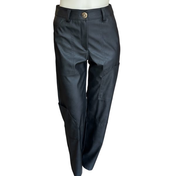 faux leather trousers wide leg